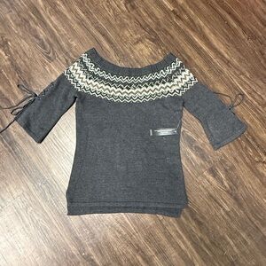 VENUS Black and Cream Patterned Sweater